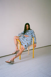 SPA X SILK LAGOON DRESS IN BLUE LATTICE