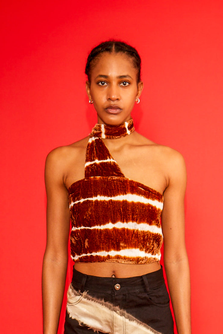 SPA BOY X 100% SILK CLUB TOP IN BROWN