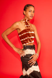 SPA BOY X 100% SILK CLUB TOP IN BROWN
